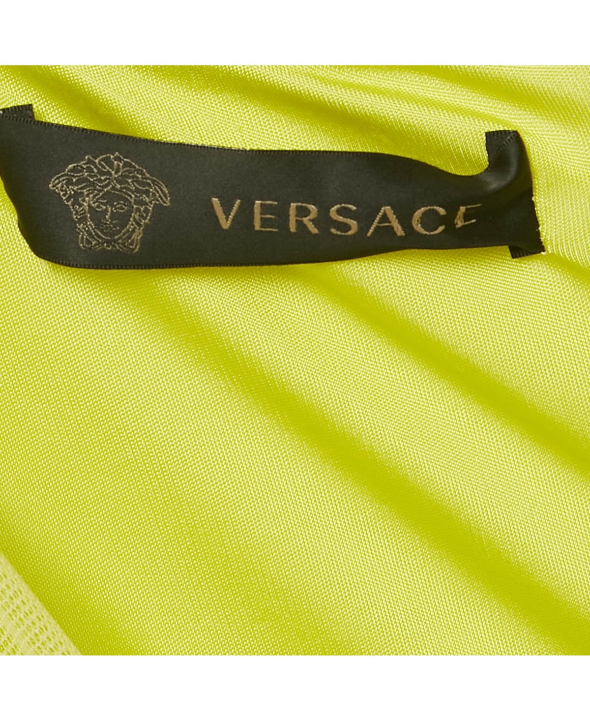 Pre-Owned Versace Women's Neon Yellow Embellished Detail Mesh & Jersey Short Dress