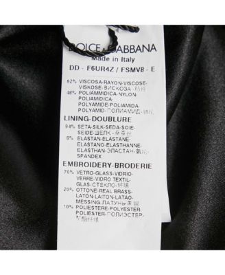 Women's Black Floral Jacquard Crystal Detail Mini Dress