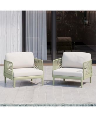Modern Outdoor Polypropylene Resin Deep Seating Patio Club Chair (Set of 2)