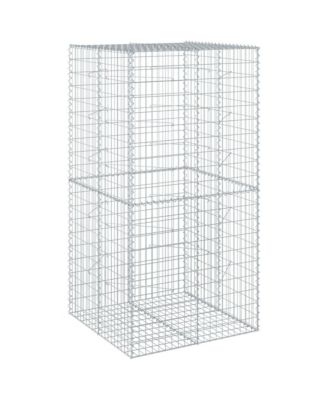 Gabion Basket Silver Galvanized Iron Wire 39.4 x 39.4 x 78.7 in