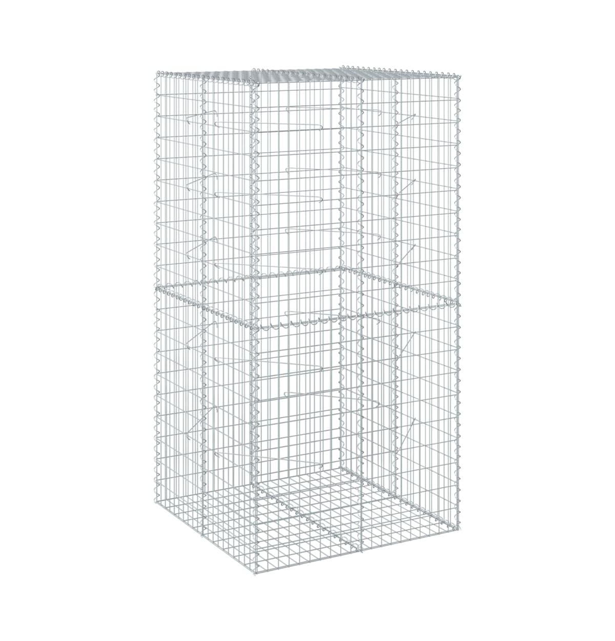 Gabion Basket Silver Galvanized Iron Wire 39.4 x 39.4 x 78.7 in