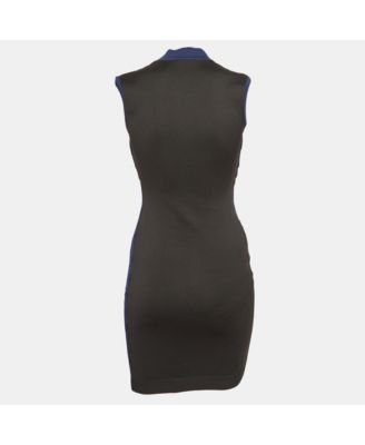Women's Black/blue Textured Knit Mini Dress