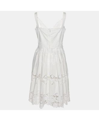 Women's White Floral Embroidered Midi Dress