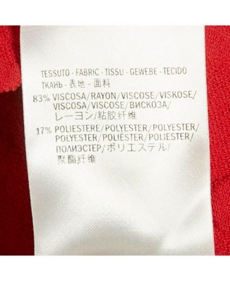 Women's Red Textured Stretch Knit Scallop Hem Top And Skirt Set