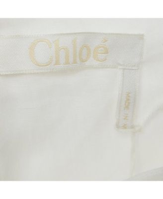 Women's Pre-Owned Chlo&eacute White Ramie Ruffled Asymmetric Midi Dress