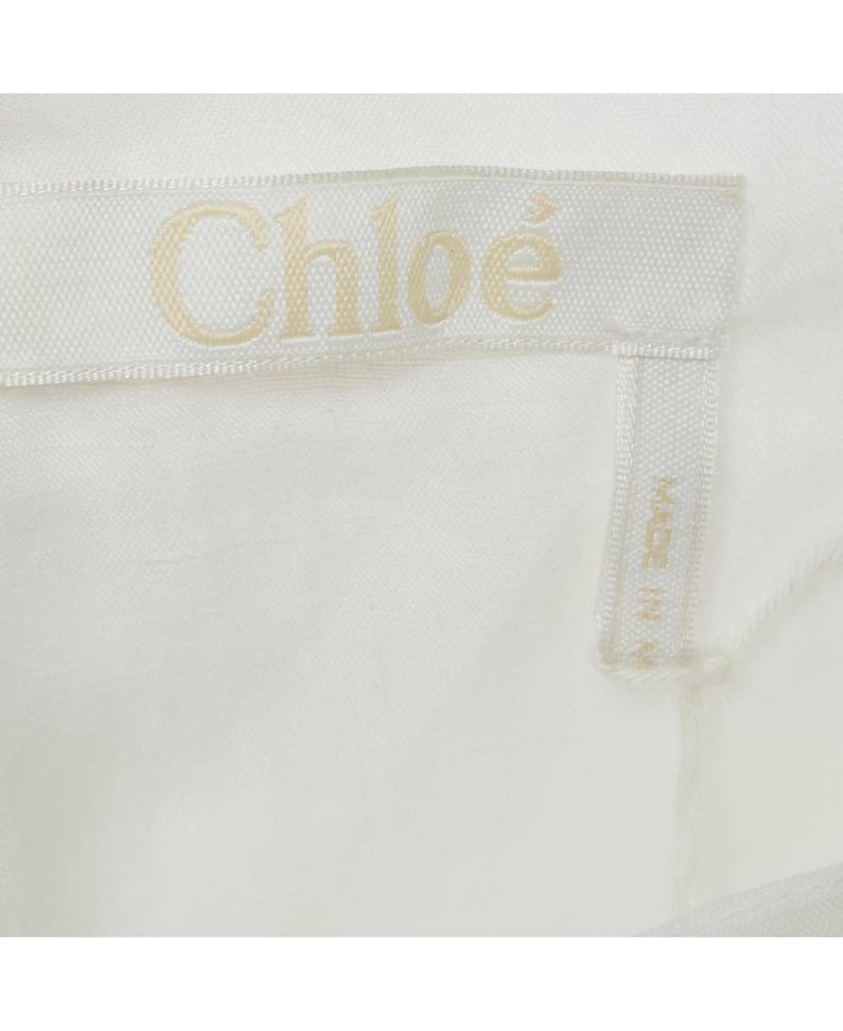 Pre-Owned Chloe Women's Pre-Owned Chloé White Ramie Ruffled Asymmetric Midi Dress