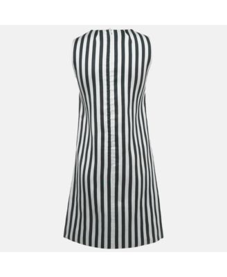 Women's Black/grey Striped Cotton Blend Mini Dress
