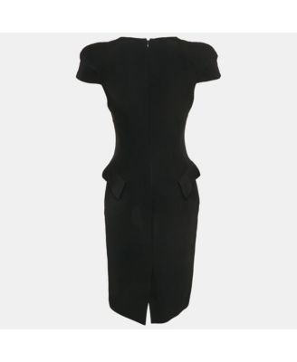 Women's Pre-Owned Alexandre Mcqueen Black Crepe Cowl Neck Detail Knee-Length Dress