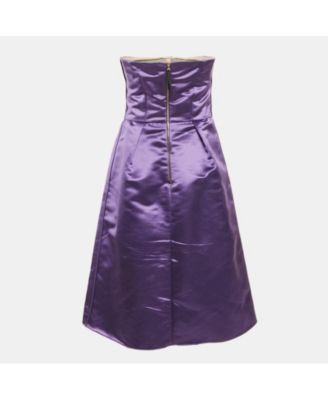Women's Pre-Owned D&g Purple Satin Draped Strapless Short Dress