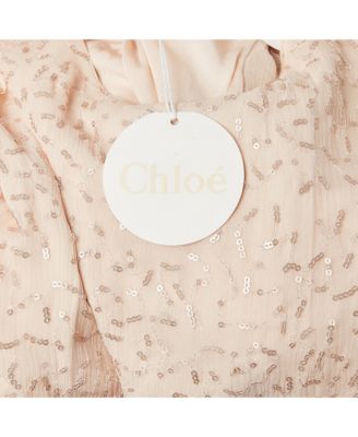 Women's Light Orange Sequin Detail Silk Cut-Out Dress