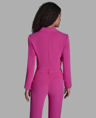 Women's Cropped Double Breasted Collared Jacket