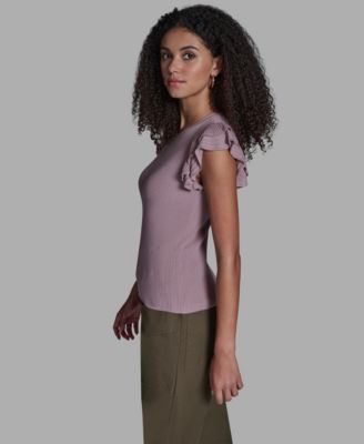 Women's Crewneck Ruffle Sleeve Sweater Top