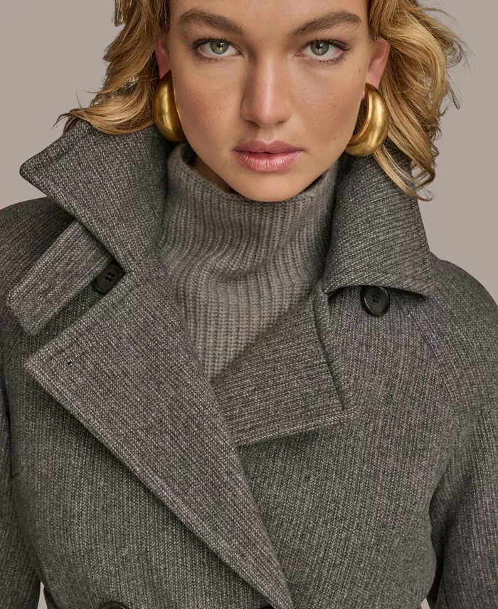 Women's Double-Breasted Belted Wrap Coat - thumbnail 4