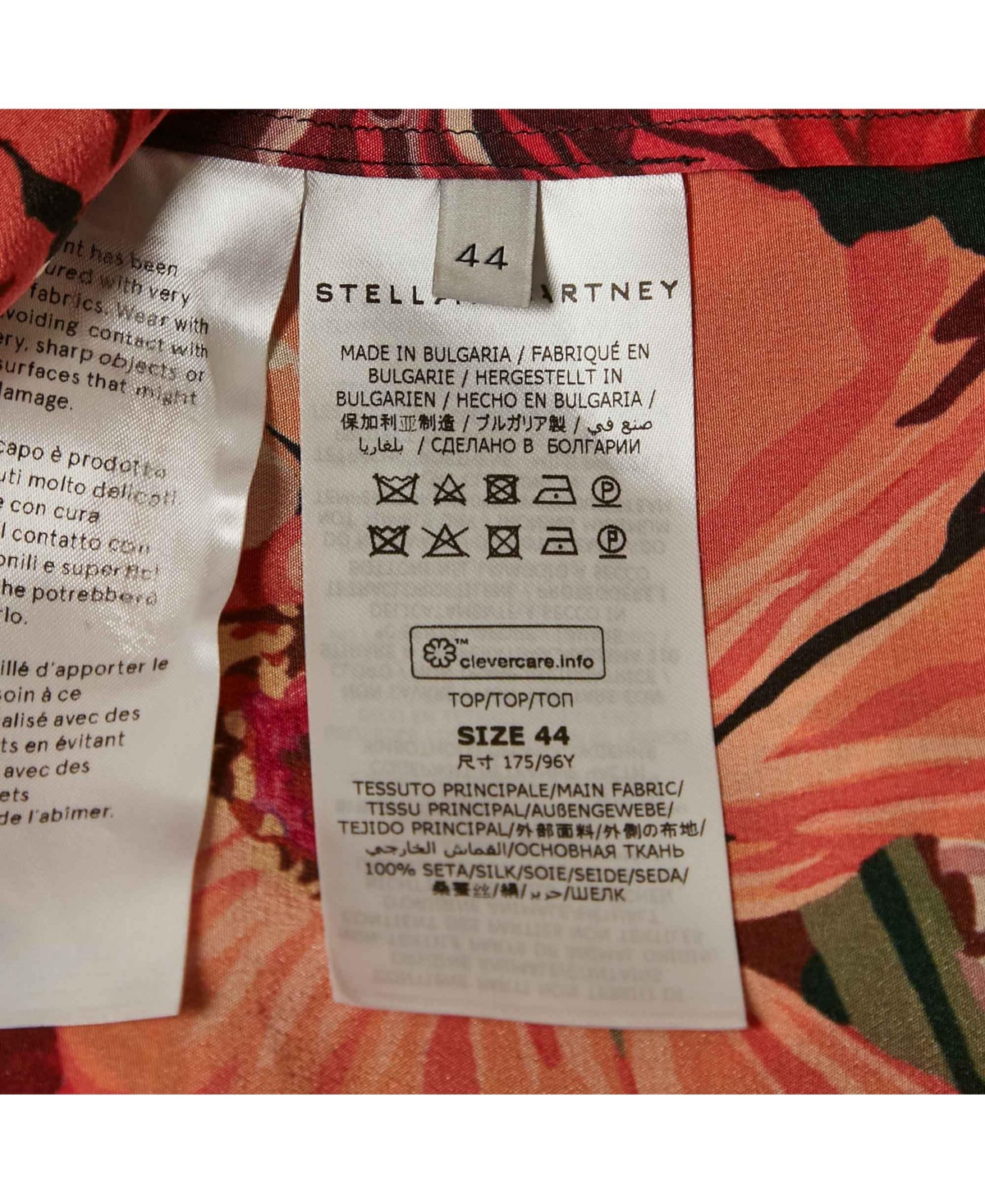 Pre-Owned Stella Mccartney Women's Red Poppy Print Silk Long Sleeve Blouse