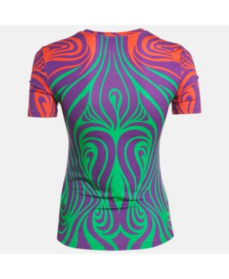 Women's Multicolor Printed Jersey Crew Neck T-Shirt