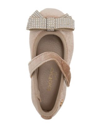 Girls' Toddler 5T-9T Velvet Rhinestone Bow Flats