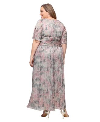 Plus Size V-Neck Printed A-Line Dress