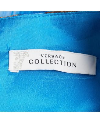 Women's Collection Blue Abstract Print Cotton Sleeveless Short Dress