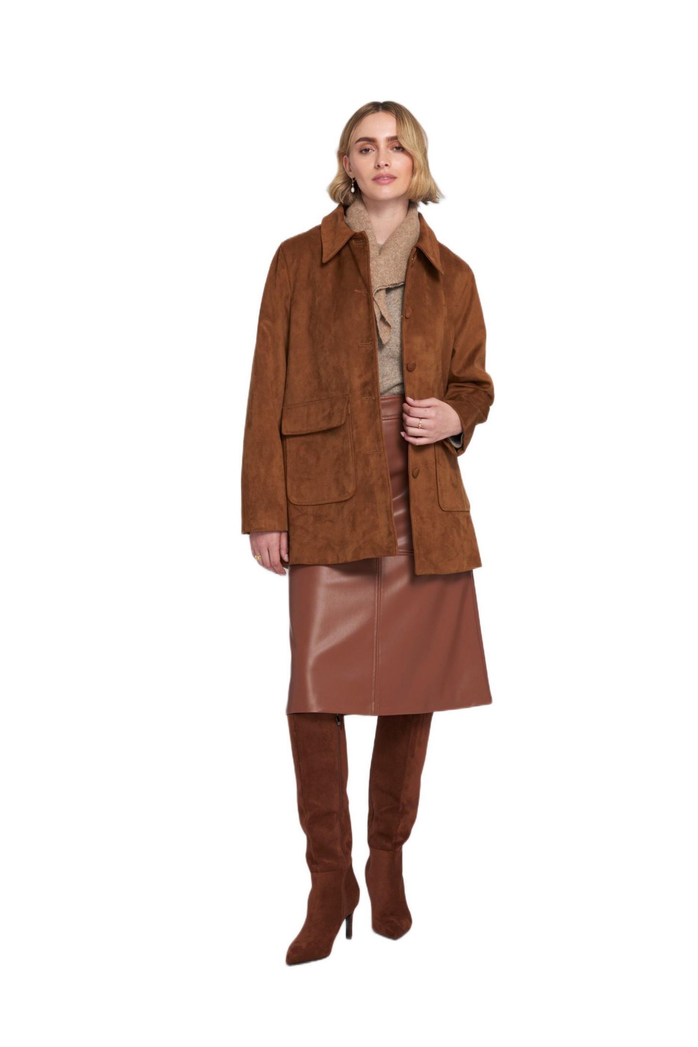 Женская куртка ELLE Collection Faux Suede Car Coat Utility — фото 2