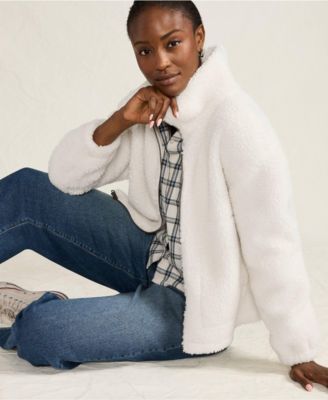Women's Faux Shearling Zip Front Fleece Jacket