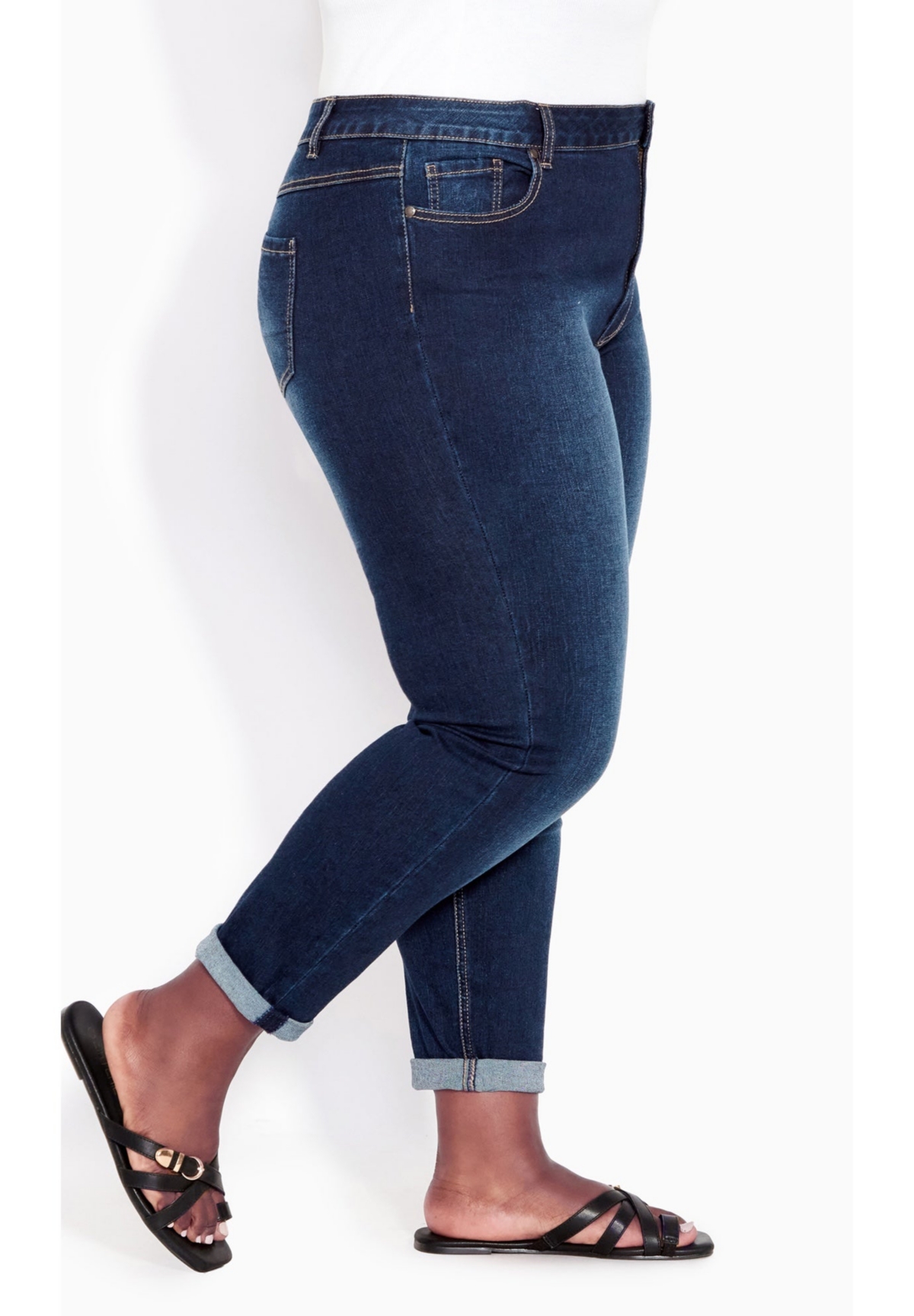 Avenue Women's Plus Tall Denim Girlfriend Stretch Jean