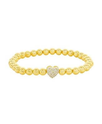 Sterling , CZ Heart Beaded Bracelet