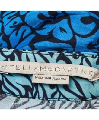 Women's Blue Printed Crepe De Chine Midi Skirt