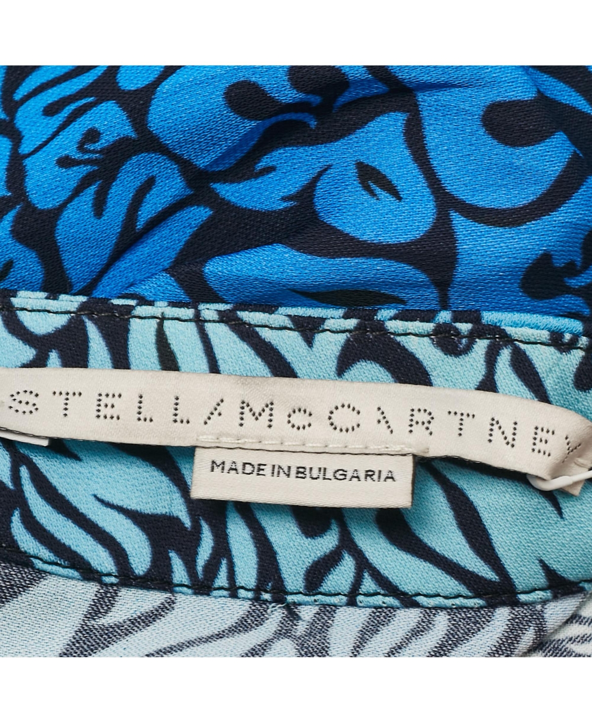 Pre-Owned Stella Mccartney Women's Blue Printed Crepe De Chine Midi Skirt