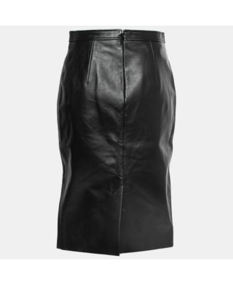 Women's Black Leather Cut Out Pencil Skirt