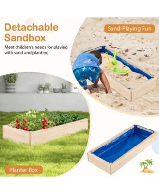 Mud Kitchen with Detachable Sandbox Outdoor Play Pretend Kitchen with Stoves