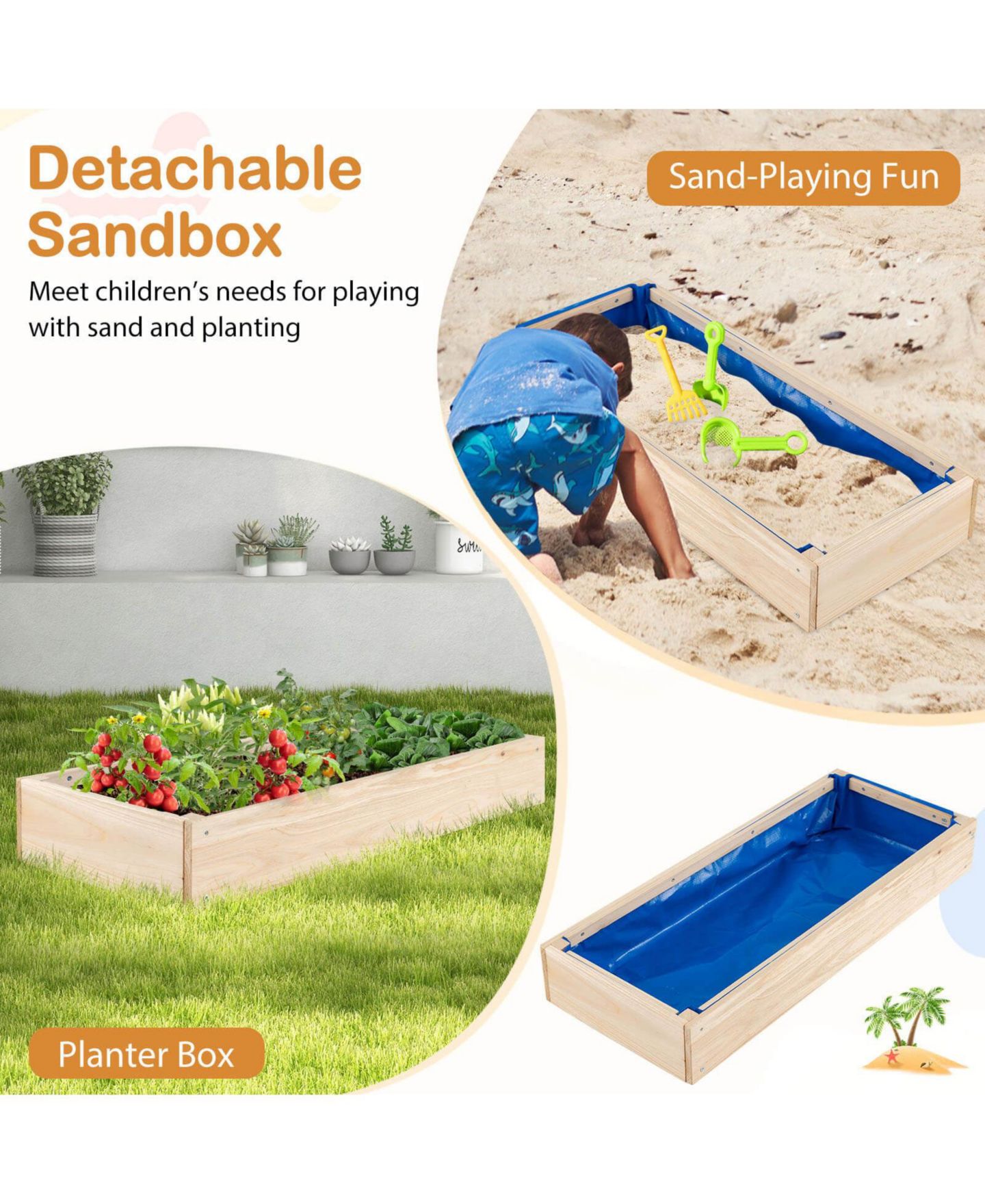 Детская игрушка Costway Detachable-Sandbox Outdoor Mud Kitchen, 3–8 лет, цвет: Натуральный — фото 11