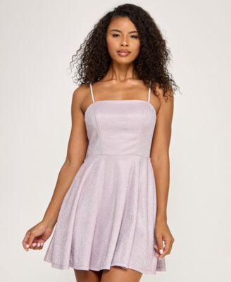 Juniors' Sheri Shine Square Neck Dress