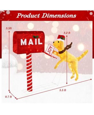 3.5 FT Lighted Dachshund Climbing Mailbox Pre-Lit Christmas Holiday Decoration