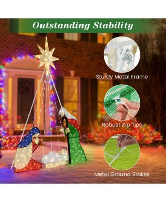 6 FT Lighted Nativity Scene with 240 LED Lights Zip Ties & Ground Stakes