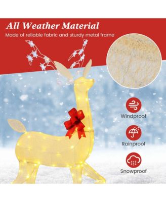 3 PCS Lighted Family Deer Set with LED Lights RGB Flashing Lights 12 Ground Stakes