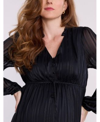 Maternity V-Neck Long Sleeve Tiered Maxi Dress - Motherhood