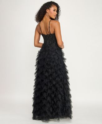 Juniors' Applique Corset Top Ruffled Skirt