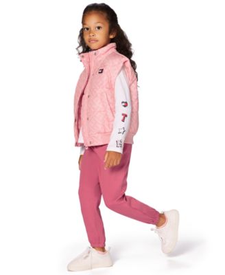 Girls 2T-6X 3-Piece Vest, T-Shirt, and Joggers Set