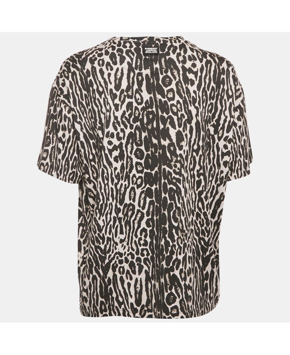 Pre-Owned Burberry Women's Monochrome Leopard Print Jersey T-Shirt
