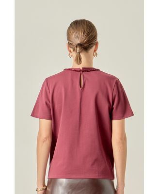 Petite Beaded Bow T-Shirt