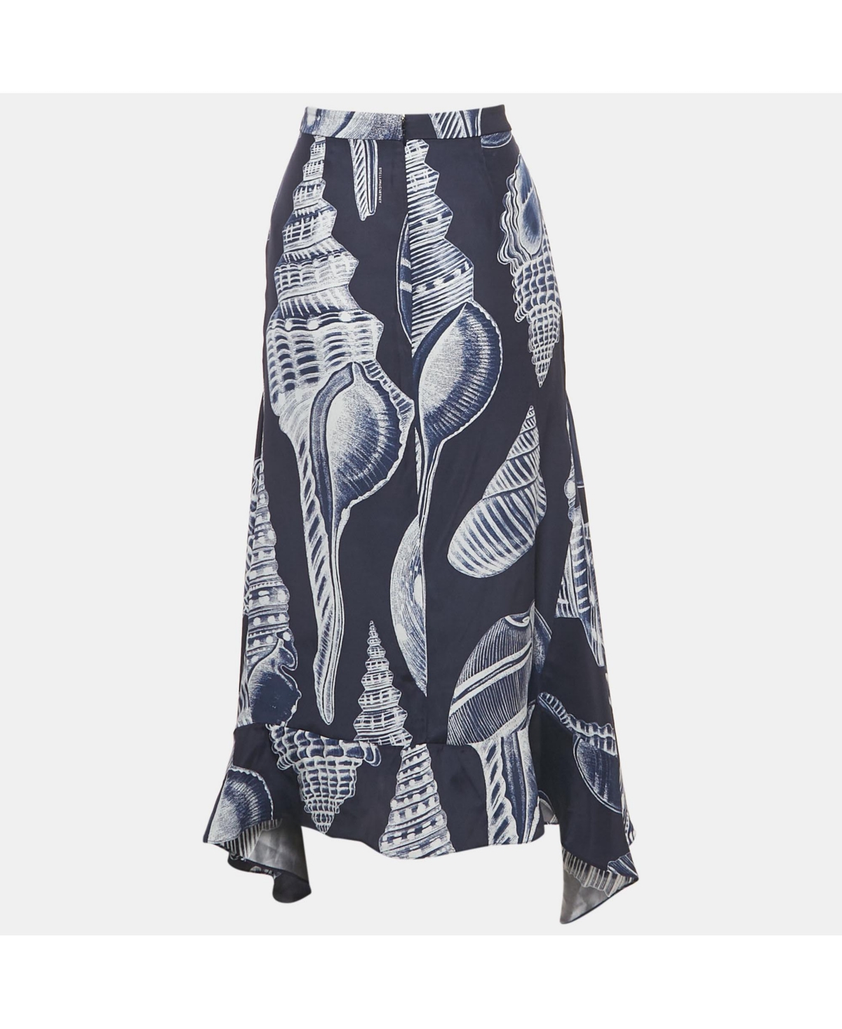 Pre-Owned Stella Mccartney Women's Blue Ariah Shell Print Sati Silk Midi Skirt