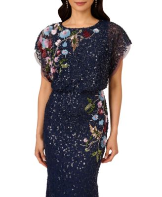 Petite Beaded Mermaid Long Dress