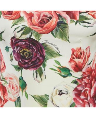 Women's White Floral Printed Silk Satin Top