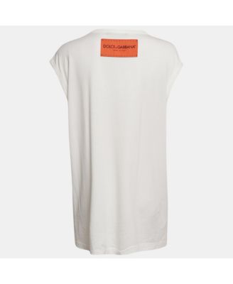 Women's White Bellezza Print Jersey Sleeveless T-Shirt