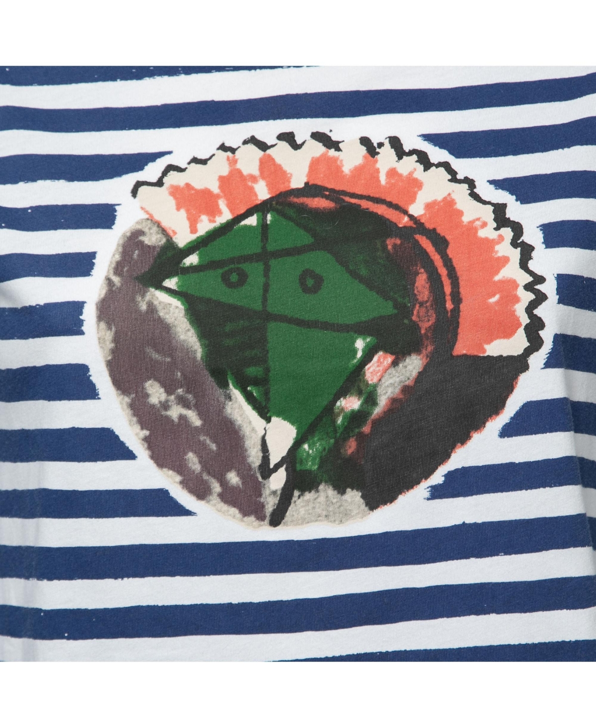 Pre-Owned Burberry Women's Blue Graphic Stripe Print Cotton Boat Neck T-Shirt