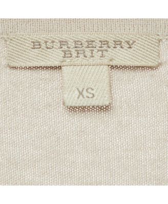 Women's Brit Beige Checked Silk Blend Knit V-Neck T-Shirt