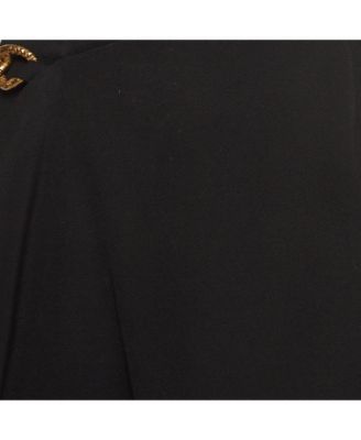 Women's Black Chain Belted Gabardine Asymmetrical Mini Skirt