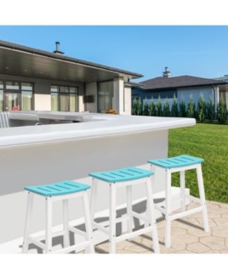 Set of 2 Height Bar Stools, HDPE Barstools for Patio, Kitchen Island & Outdoor Use