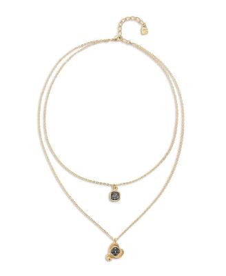UNOde50 - 18k Gold Plated Double-Strand Necklace with Heart Square Charms