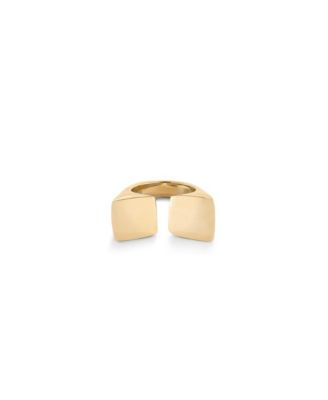 UNOde50 - Metal alloy ring plated in gold 18k with square shape at the ends
